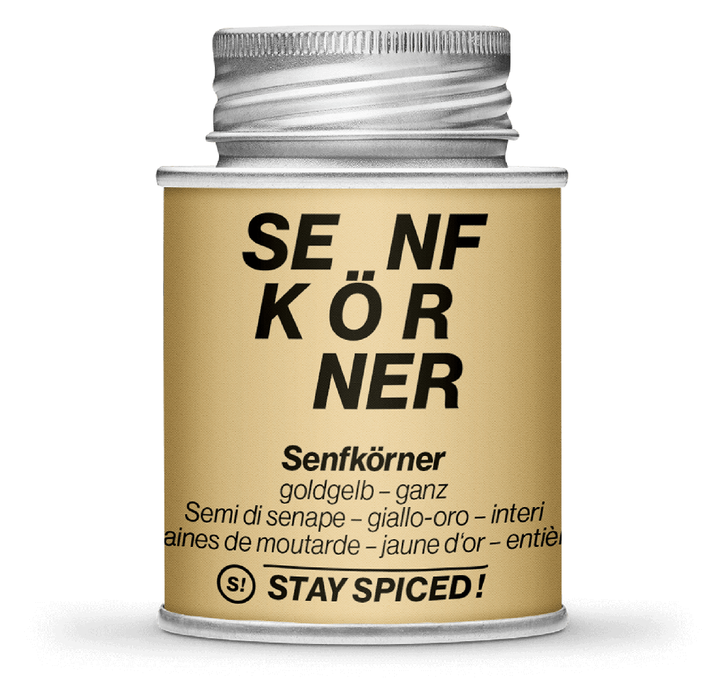 Senfkörner goldgelb ganz, 170ml Schraubdose