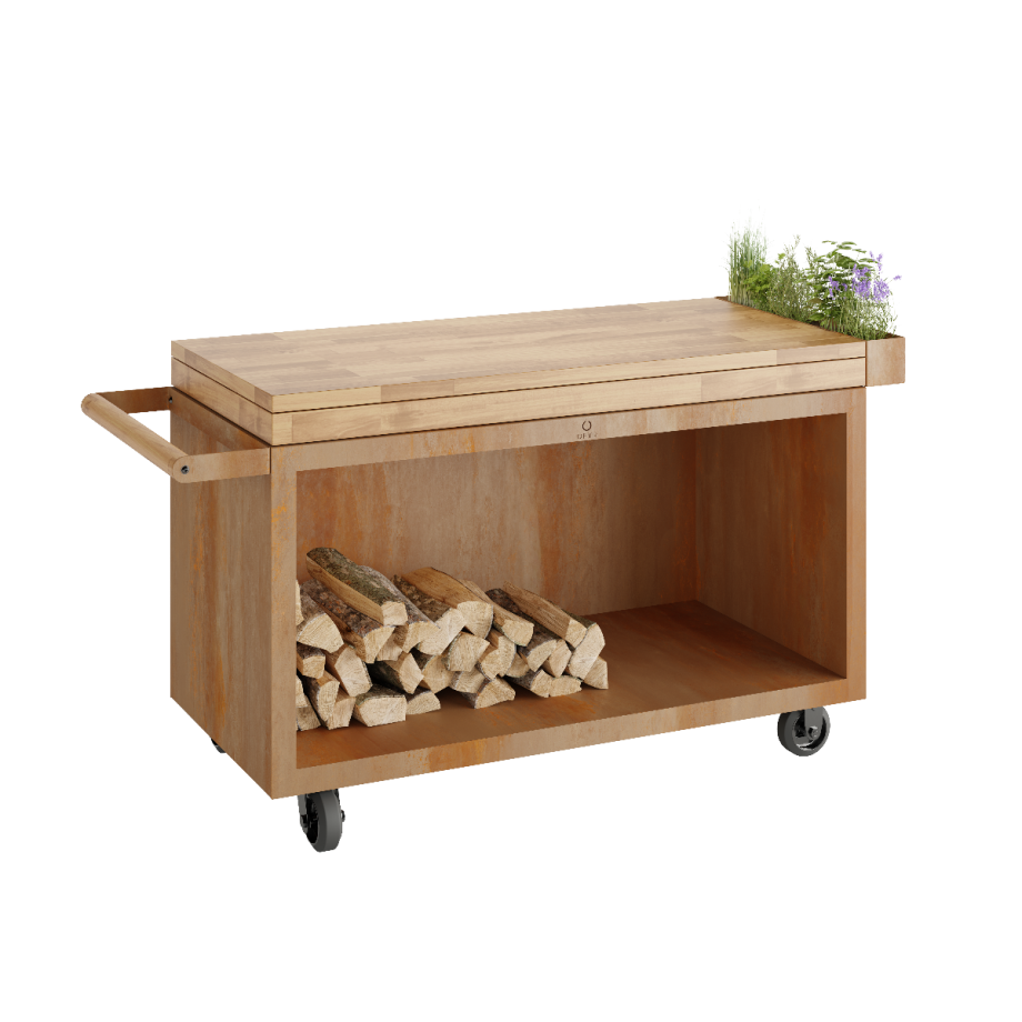 OFYR Mise en Place Table Corten 135 PRO Bois de Teck