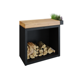 OFYR Butcher Block Storage 90 Black Bois de teck