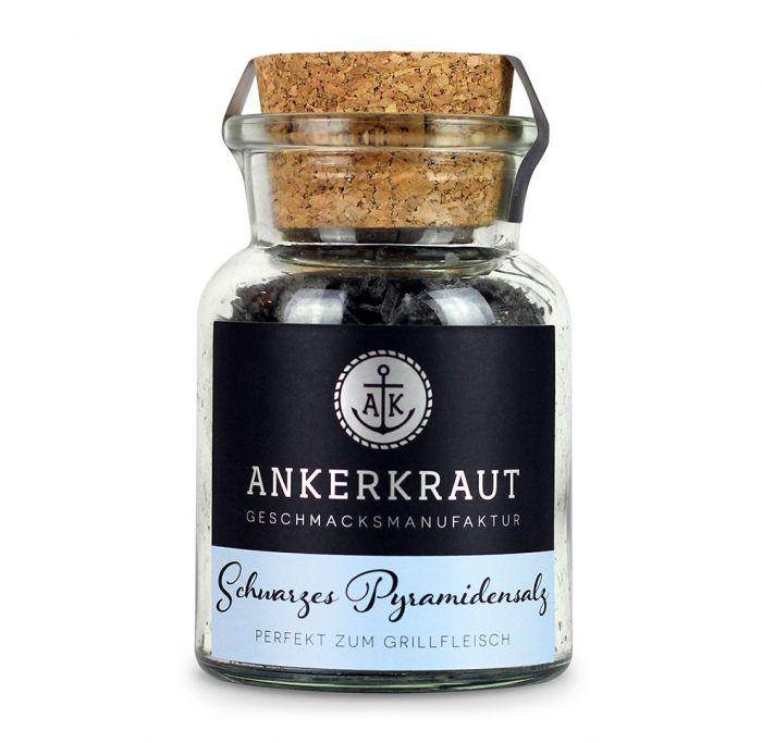 Schwarzes Pyramidensalz, 75g im Korkenglas