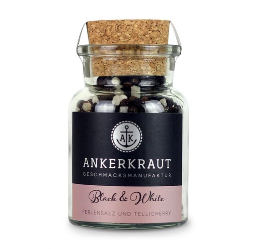 [Ankerkraut-4260347896780] Black & White Pfeffer, 115g im Korkenglas